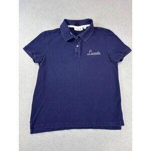 Women's Lacoste‎ Embroidered Cotton Pique Polo Navy Size 34 Small